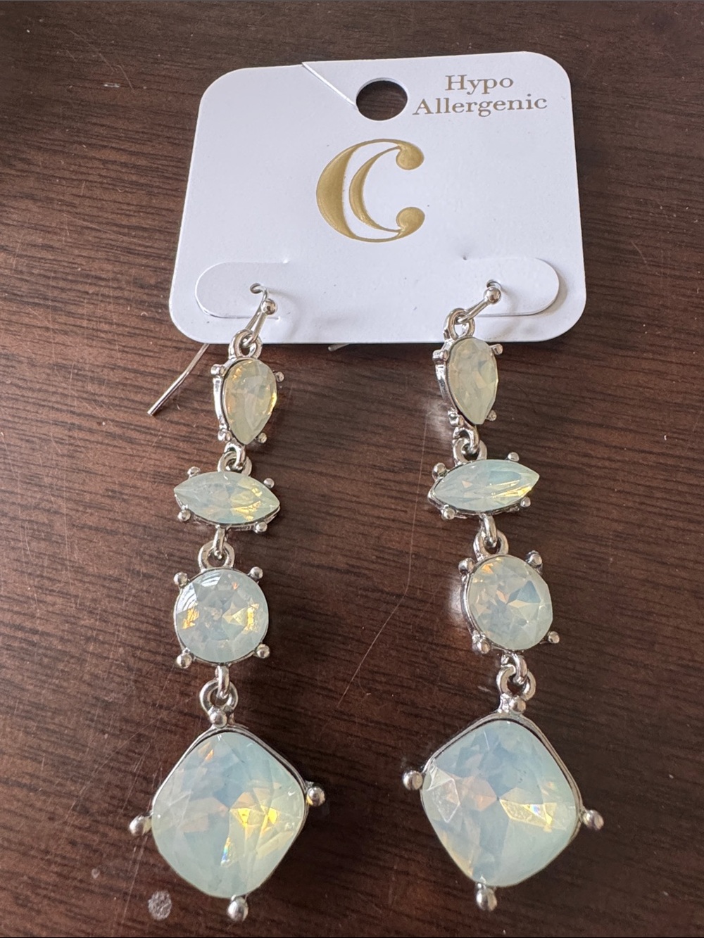 Charming Charlie Iridescent Opal-Effect Drop Earrings in Opal White